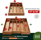 Expandable Acacia Kitchen Drawer Organizer for Cutlery and Utensils, Adjustable Acacia Wood Cutlery Tray in Drawer for Flatware and Silverware in Kitchen - Image 2