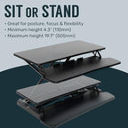 TechOrbits Standing Desk Converter - 42 Inch Adjustable Sit to Stand Up Desk Workstation, MDF Wood, Ergonomic Desk Riser with Keyboard Tray, Desktop Riser for Home Office Computer Laptop, Black 42" - Image 4