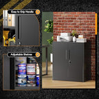 Greenvelly Metal Garage Storage Cabinet,36" Black Lockable Metal Cabinets with 2 Doors and Shelves,Storage Locking Counter Cabinet for Home Office,Garage,Kitchen,School - Image 3