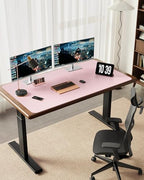 YSAGi 55" x 17" Large PU Leather Desk Mat for Keyboard and Mouse - Waterproof Non-Slip Desk Pad Protector for Office, Home, Writing Desk, Pink - Image 2
