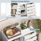 5-Drawer Wood Drawer Cabinet, Office Storage Cabinet with Adjustable Shelf & Wheels, Printer Stand for Home Office, White, 15.7" D x 30.7" W x 25.4" H - Image 5