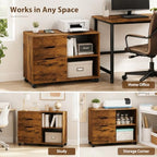 Simple Deluxe 3 Drawer Rolling File Cabinet, Wood Printer Stand with Adjustable Shelf for Home Office Study Organizatiom, Brown - Image 7
