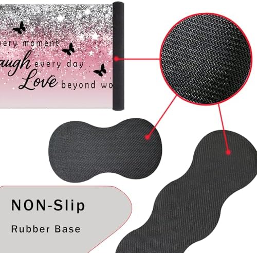 Keyboard Wrist Rest and Mouse Pad with Wrist Support Set Ergonomic Coaster,Memory Foam,Easy Typing Pain Relief,Large XL Desk Mat 31.5"x 11.8",Pink Glitter Quote Live Love Laugh - Image 3
