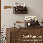 Rebee Vision Acacia Wood Mail Organizer for Desk Room Decor, Dark Brown - Image 4