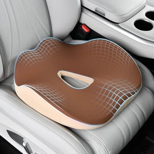 Coverado Car Seat Cushion with Memory Foam, Ergonomic Driving Seat Cushion for Sciatica, Tailbone, Back Pain Relief, Premium Non-Slip Washable Cushion for Car, Driver, Office, Wheelchair by COVERADOAUTO