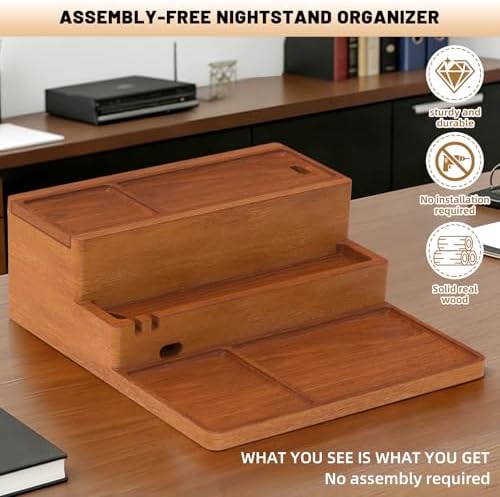 Valet Tray, Nightstand Organizer with Charging Station - Image 4