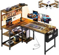 47in L Shaped Gaming Desk with Pegboard & Shelf & Storage Bag, Rustic Brown by APICIZON