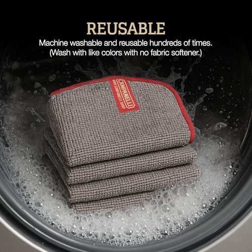 CAMPANELLI Loopy Microfiber Cleaning Cloths - Gray/Red, 3 Pack - Image 4