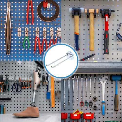 uxcell 10Pcs Metal Square Peg Board Hooks, 7.9" Heavy Duty Exhibition Display Hooks Square Hole Peg Double Rod for 3/8" Spaced Pegboards, Retail Shelf Rack Hook, Silver - Image 5