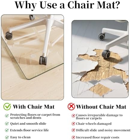 Glass Chair Mat 32" x 46" Tempered Glass Office Chair Mat - Image 4