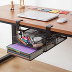 Cedilis Under Desk Drawer Organizer Slide Out, 2-Tier Metal Under Table Storage Drawers Clamp On for Home Office, Black, No Drilling - Image 7