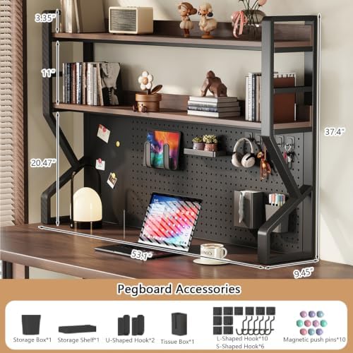 Desk Shelf, 2-Tier Desktop Organizer, 53.1" L,Desk Hutch Storage Rack - Image 2