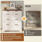SEDETA Farmhouse File Cabinet with 5 Drawers, Filing Cabinet for Home Office, Wood Office File Cabinets for Letter/Legal/A4 Size, File Cabinets with Printer Stand, White and Brown - Image 4