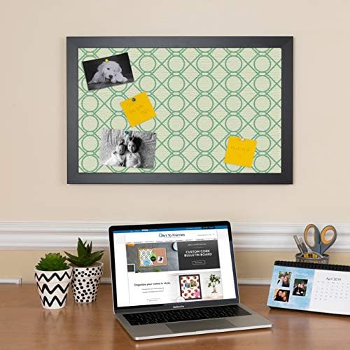 PinPix 18x18 inch Cork Bulletin Board. This Decorative Framed Pin Board Comes with Diamond Pattern in Green Design and Satin Black. Ideal for Home, Office Decor or School (PinPix-586) - Image 3