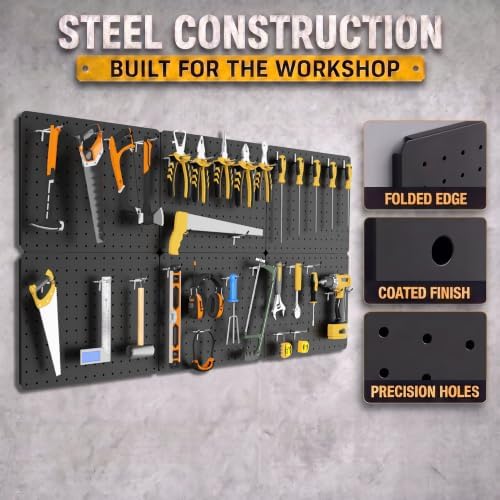 Steel Pegboard Tool Wall Organizer, 6Pack 14.76 x 10.82 in, 6 Bins, Black - Image 4