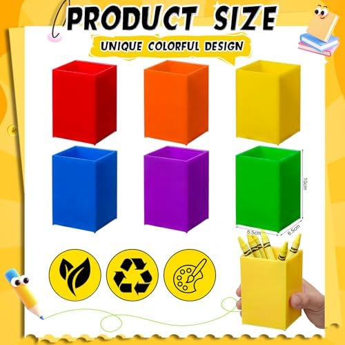 Sherr 24 Pack Pencil Cups Crayon Holders Rainbow Acrylic Organizer, Bright - Image 3