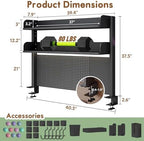 Clamp On Desk Shelf Organizer with Pegboard Desk Hutch Dorm with Storage Bookshelf Desk Top Organizer Shelf Multi-Purpose White & Black Desktop Shelves & Office Shelves (Black, W - 39.4") - Image 2