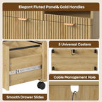 Bestier Filing Cabinet, 3 Drawer Wood File Cabinet for A4/Letter/Legal, Oak - Image 5