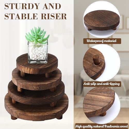 Geetery 4 Pcs Wooden Risers for Display Wood Pedestal Stand, Brown - Image 5