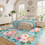 DUKINO 5x7 Area Rugs for Bedroom, Floral Washable Rug Non Slip, Teal - Image 5