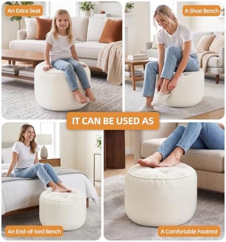 Hobestluk Round Oversized Ottoman Foot Leg Rest Under Desk for Couch - Image 6