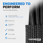 Kable Kontrol Hook & Loop Fastener Braided Sleeving ½” Inch ID 50 Feet Long – Nylon Wrap Around Side Entry Closure Sleeve Split Expandable Wire Management Sleeving for Home, Industrial Use - Black - Image 3