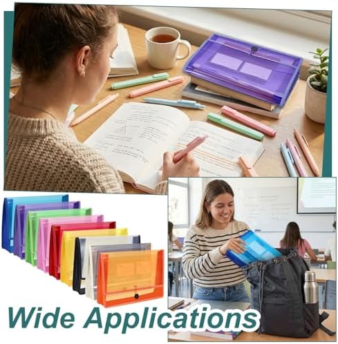 CUTHOLLOW Plastic Expandable File Organizer Folder, with Elastic Cord(No Divider), 9Pcs Waterproof Transparent Document Holder Storage for Receipt/Paper/Bill/Taxes/Letter, for School Office Home - Image 7