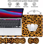 Ergonomic Keyboard Wrist Rest and Mouse Pad Wrist Rest Set, Large XXL Gaming Mousepad 31.5"x 11.8", Memory Foam, Easy Typing Pain Relief, Multifunctional Desk Mat for Office & Home, Leopard Print - Image 3