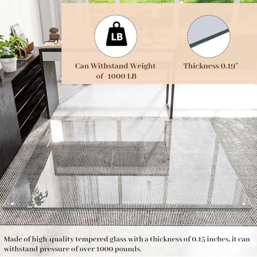 [Tempered Glass] 48" x 60" Glass Office Chair Mat for Carpet - Image 2