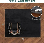Office Chair Mat, 75" x 60" Large Chair Mat for Hard Floors, Flannel Fabric Area Rug for Hard Surface, Floor Protector Under Desk Mat for Home Office (Black) - Image 2