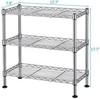 3 Tier Storage Racks Shelving, Heavy Steel Pantry Shelves, Adjustable Wire Shelving Rack, Suitable for Garage, Kitchen, Bathroom, Office, 18" W x 8" D x 18" H, Chrome - Image 3