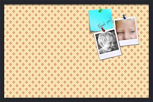PinPix 34x22 inch Cork Bulletin Board. This Decorative Framed Pin Board Comes with Diamonds in Red and Yellow Design and Satin Black. Ideal for Home, Office Decor or School (PinPix-333) by PinPixBulletinBoards