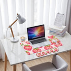Strawberry Disco Desk Mat Set Fruit Pink Checkered Cute Large Mouse Pad with Wrist Rest 4in1 Desk Mat for Desktop Ergonomic Computer Desk Arm Wrist Anti-Slip Computer Mouse Pad Home Office Gaming - Image 7