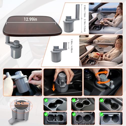 Car Desk for Laptop, Car Food Tray for Tesla Model Y/3, Car Tray Table,Square Cup Holder Tray for Eating, Laptop Work & Charging Stops, 4-Way Locking Base - Image 6