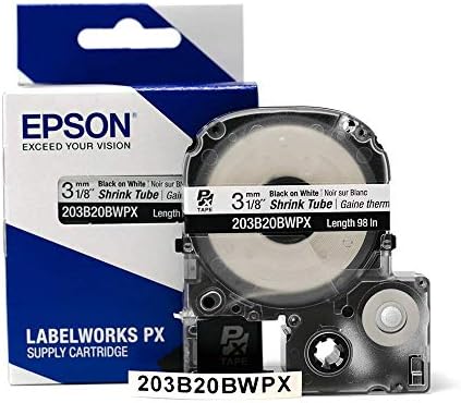Epson LABELWORKS 203B20BWPX Tape Cartridge - Black on White Shrink Tube Industrial Label Maker Tape - AWG 14-22, 1/8" (3MM) Wide, 8 ft (98") - Image 6