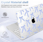 4-in-1 Hard Case for MacBook Neo 13 (A3404), Ribbon Bows - Blue - Image 6