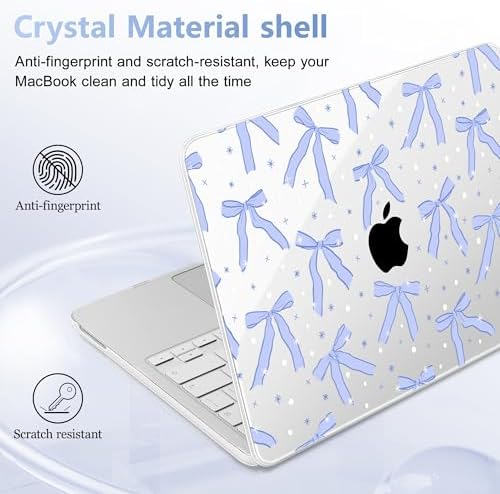 4-in-1 Hard Case for MacBook Neo 13 (A3404), Ribbon Bows - Blue - Image 6