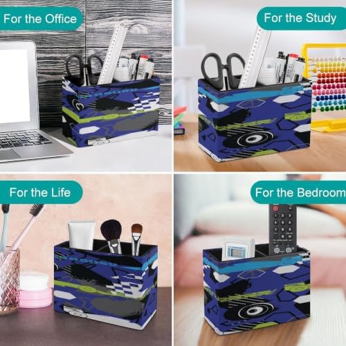 PU Leather Multi-Compartment Pen Holder Desktop Organizer Pencil Cup Storage Caddy for Office Home Supplies Abstract Seamless Pattern with Sport Cars - Image 4