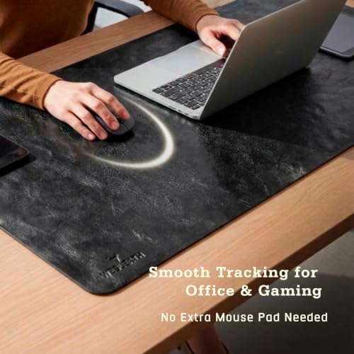 Premium Leather Desk Mat, Full Grain Leather Desk Pad Protector & Desk Blotter, Waterproof Non-Slip Writing Surface for Keyboard, Mouse & Laptop, Desk Pad for Home & Office (Onix, Small) - Image 6