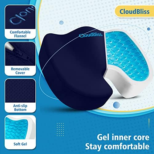 CloudBliss Gel Memory Foam Seat Cushion for Long Sitting, X-Large, Blue - Image 3