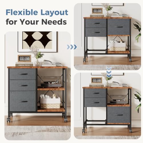 DUMOS 3 Drawer Mobile File Cabinet, Rolling Printer Stand with Storage - Image 6