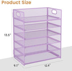 Subekyu 6-Tier Desk Paper Organizer, Desktop File Letter Tray with Handle, Document Sorter and Accessories Holder for Office, Home and School Workspace Organizers, Purple-2 Pack - Image 7