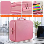 Fireproof Document Box with Lock, 16-Pocket File Organizer, Pink - Image 3