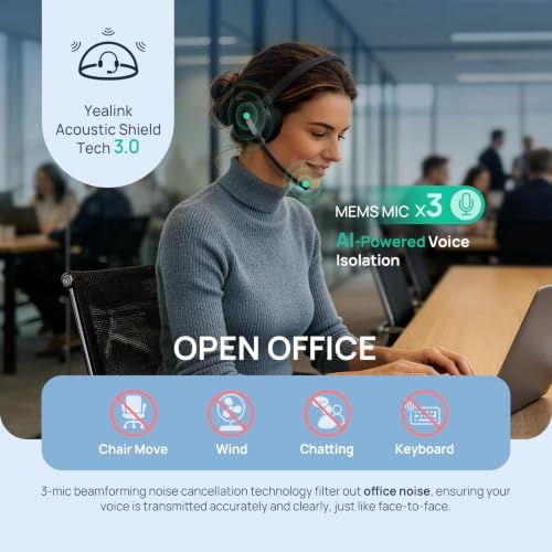 Yealink BH70 Mono Bluetooth Teams Headset with AI Mic for Work from Home PC - Image 2