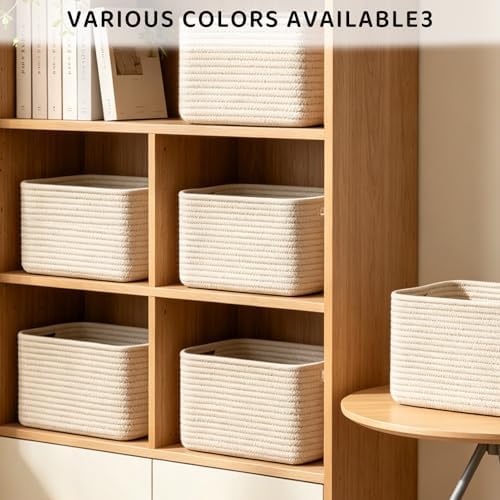 4 Pack Large Storage Baskets for Organizing, 16''Lx12''Wx8''H Woven Baskets for Storage Toys, Towels, Books, and Clothes, Cotton Rope Basket for Shelves with Handle - Image 4