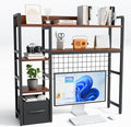 Desk Hutch for Computer Monitor,Desktop Bookshelf Organizer,4 Tier Desk Hutch with Grid Panel,38.6" Desk Shelf Storage Rack for Home Office,Study,Dorm,Walnut by Unknown