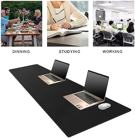 MAIDERN 70.8”x 15.7” Leather Desk Pad, Large Desk Mat, Cork & Leather Large Mouse pad for Desk, Waterproof Computer Desk Pad for Gaming Home Office (Black) - Image 6