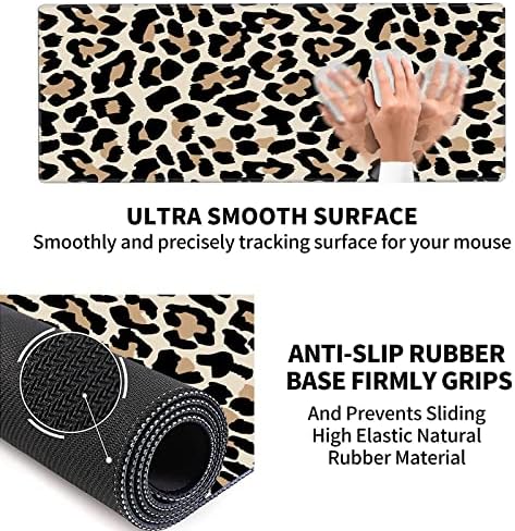 Pretty Mouse Pad and Wrist Rest Set, Extended Desk Mat (31.5" x 11.8") with Memory Foam Ergonomic Keyboard Pad, Large Gaming Mouse Pad Non-Slip Easy Typing for Home Office Decor, Leopard Cheetah Print - Image 3