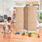 HALLYBEE Short Room Divider, Small Folding Privacy Screens,3 Panel Natural - Image 3