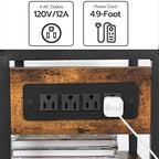 HOOBRO Industrial Printer Stand with Charging Station, 3-Tier Printer Table, Rolling Printer Cart with Adjustable Shelf and Hook, Rustic Brown and Black BF28UPS01 - Image 5